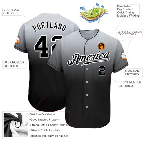 Jersey de béisbol con degradado personalizado, camiseta de softball de botones completos, uniforme deportivo para hombres, mujeres, jóvenes y equipos S-7XL miniatura 3