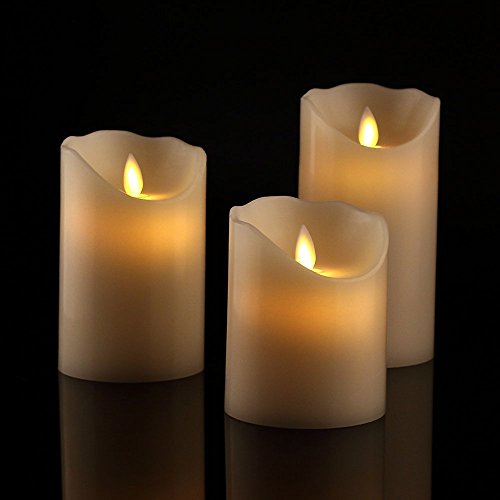 Image of LTETTES Flameless Frosted Plastic Pillar LED Candles| 2 AA Battery Operated | Decorative Candles for Home Decor, Party & Indoor Outdoor Use | Set of 3 with Remote