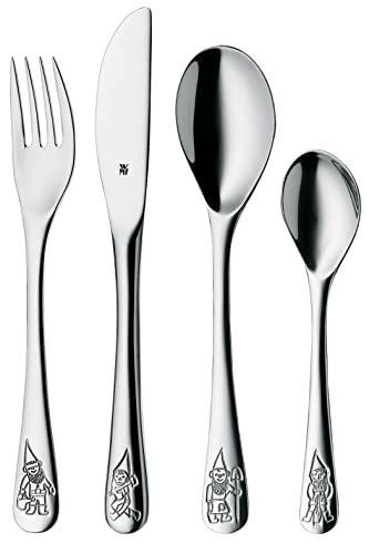 WMF Gnomos - Cubertería para niños 4 piezas (tenedor, cuchillo de mesa, cuchara y cuchara pequeña) (WMF Kids infantil)