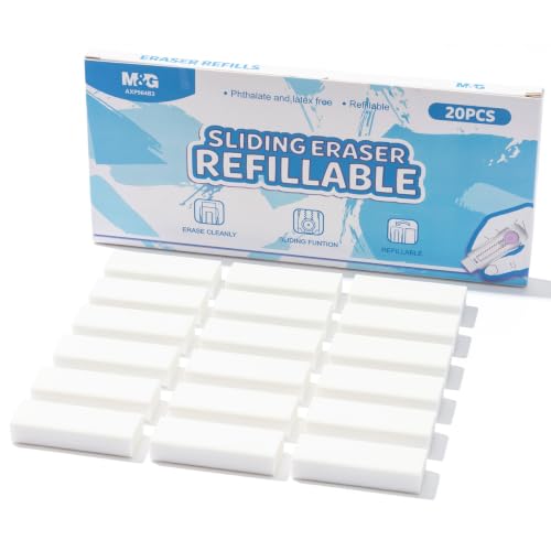 Image of M&G 20 Pack White Pencil Erasers, Erasers Bulk, Soft Rubber Refills