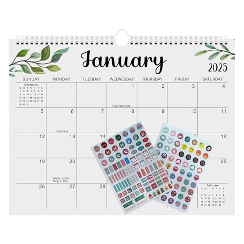 Wall Calendar 2025-2026 - Monthly Hanging Calendar - 18 Month Decorative Twin Wire Planner for Home Organization Supplies