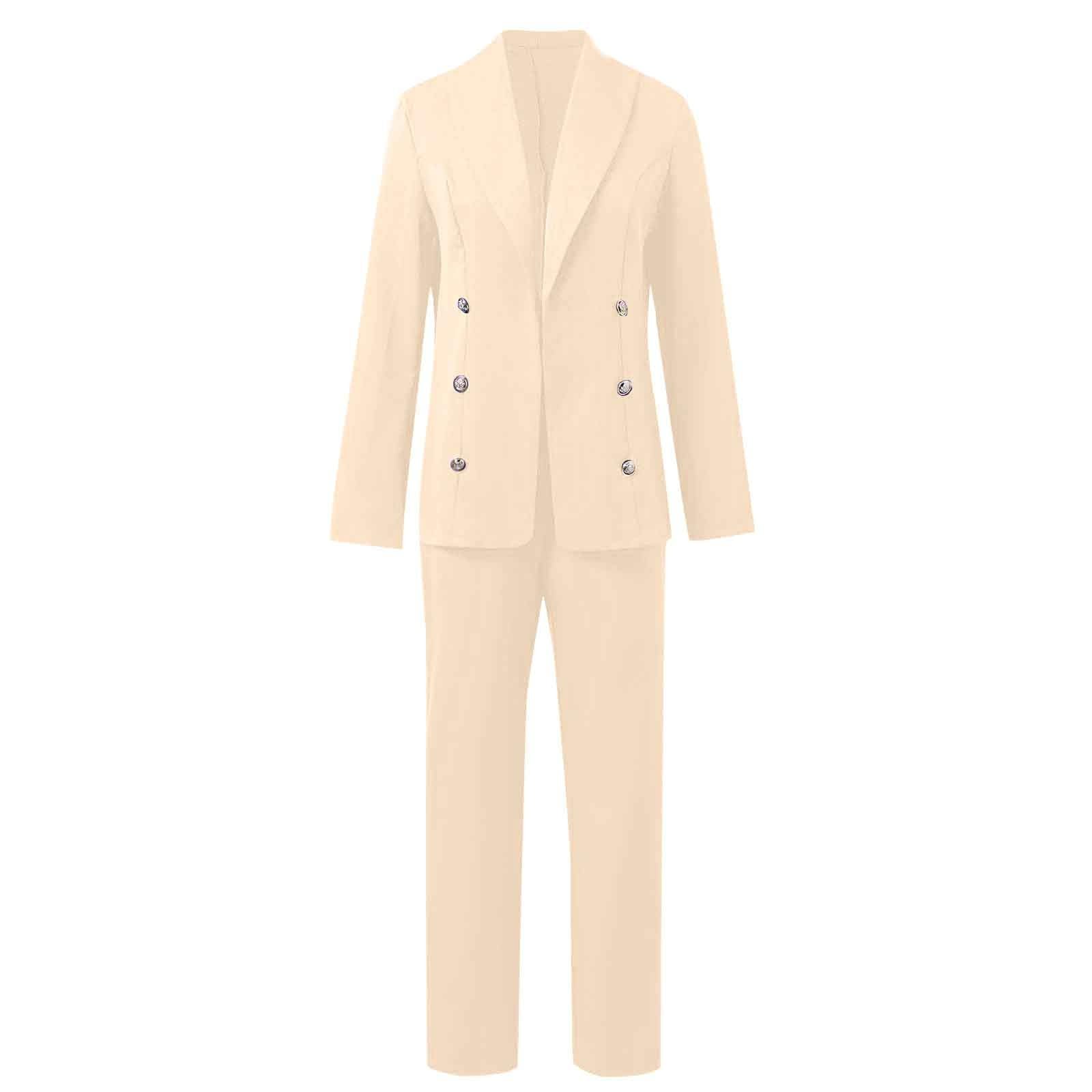 Generico Tailleur Donna Eleganti da Cerimonia Pantaloni e Giacca Completo da Donna con Risvolto Business Suit con Bottone Completi di Pantaloni 2 Pezzi per Matrimoni e Feste