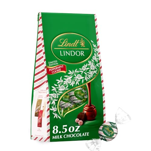 Lindt LINDOR Peppermint Cookie Milk Chocolate Candy Truffles, 8.5 oz. Bag