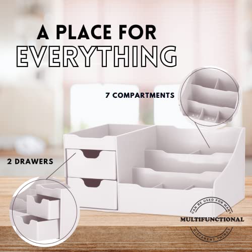Mantello Bathroom Organizer Countertop- Make Up Organizers And Storage- Bathroom Counter Organizer And Skin Care Organizer, Makeup Organizer For Vanity- White #TOP4