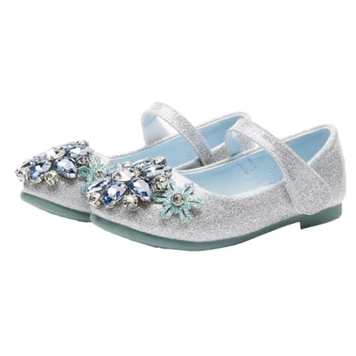 Girls Mary Jane Shoes Princess Elsa Sparkly Flats for Toddler Kids Wedding Birthday Party Costume Dress Up