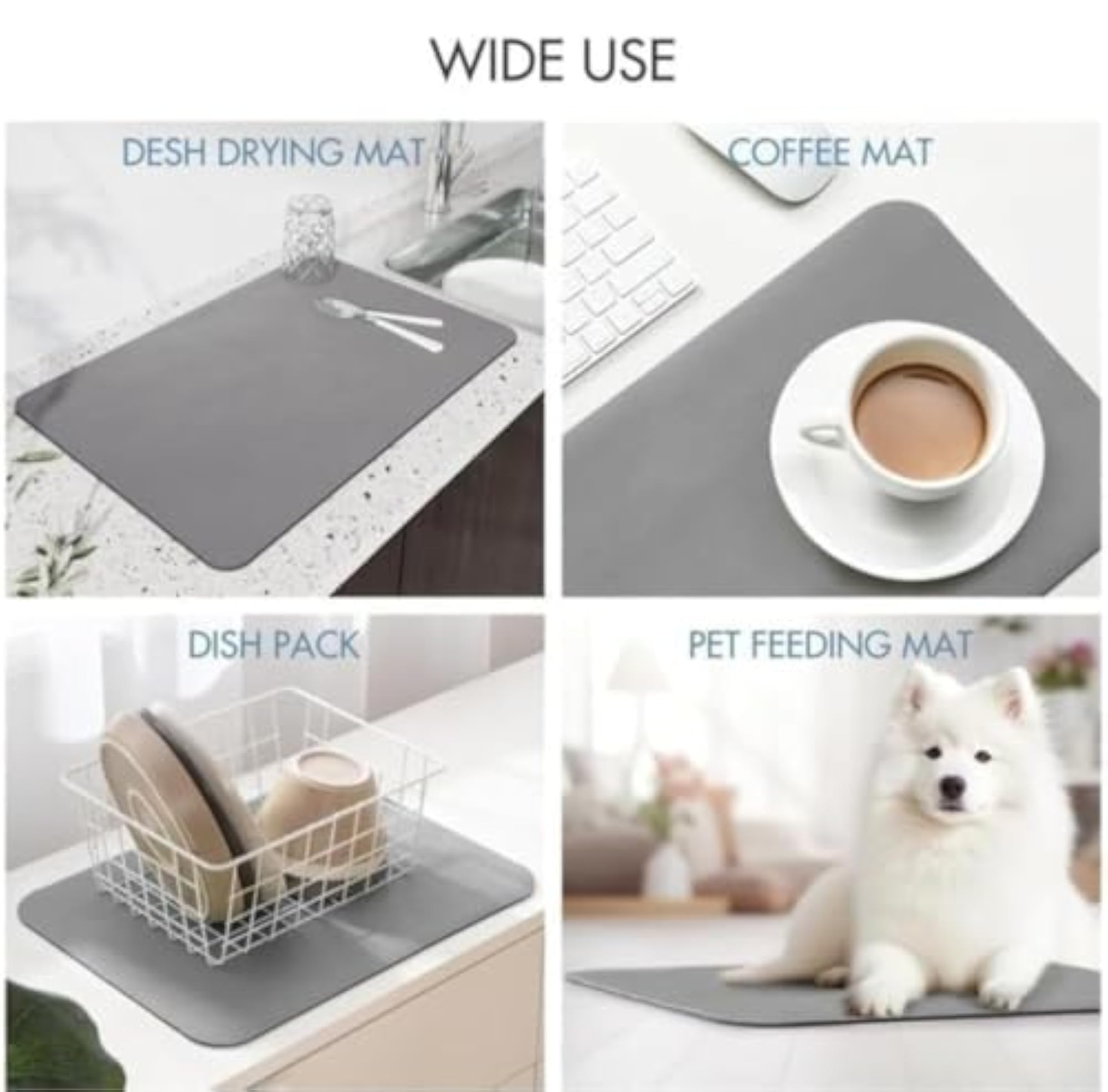 Dish Drying Kitchen Mat Large, Water Absorbent