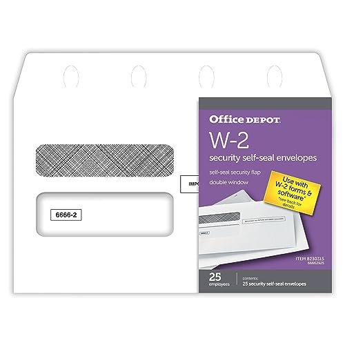 Enveloppes W-2 double fenêtre autocollantes 24x14cm Office Depot