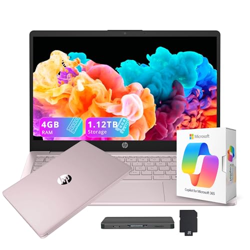HP Flagship 14�C���` HD �r�W�l�X&�w���p�m�[�g�p�\�R�� Office 365 & Copilot AI���� �C���e�� �N�A�b�h�R�A 4GB RAM 1.12TB �X�g���[�W (128GB UFS + 1TB �h�b�L���O�X�e�[�V�����Z�b�g)