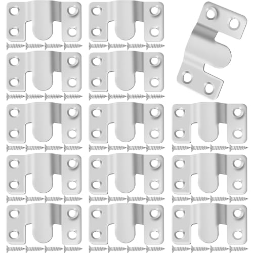 Image of Flush Mount Bracket 20 /30PCS Stainless Steel Hooks for Wall-Mounted Picture Frames, Mirrors, and Hanging Hardware(20 Silver Large)