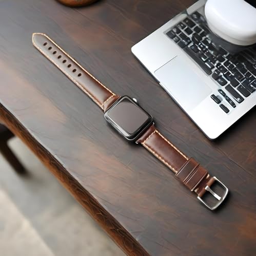Image of HUAFIY Compatible for Apple Watch Bands 42mm 44mm45mm46mm 49mm 38mm 40mm41mm, Genuine Leather Band Strap for iWatch Series 11 /10 /9 /8,7,6,5,4,3,2,1, Ultra3 2 1
