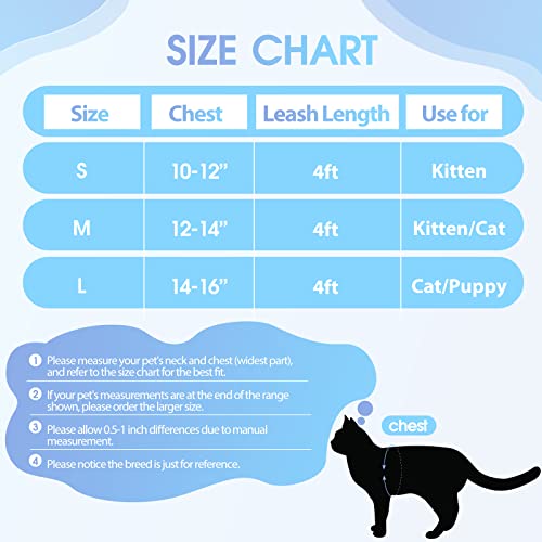 Cat Harness And Leash Set For Walking, Escape Proof Cat Harness For Small Medium Large Kitten Cat And Puppy, Pattern Vest Harness With Adjustable Velcro For Traveling, Adventure(Blue Flower, 10-12") #TOP2