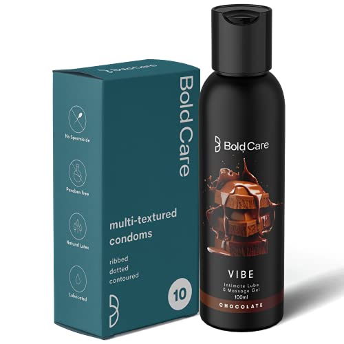 Image of Bold Care Multi-textured Condoms + Vibe - Chocolate flavoured Premium Lubricant Gel - Water based formula - Gentle on the skin