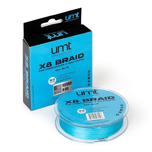 UMT - 150 Yards Sea Blue PE 8 Strand Super Braid Fishing Line - High Strength 20lb Pro Grade Zero Stretch Super Strong