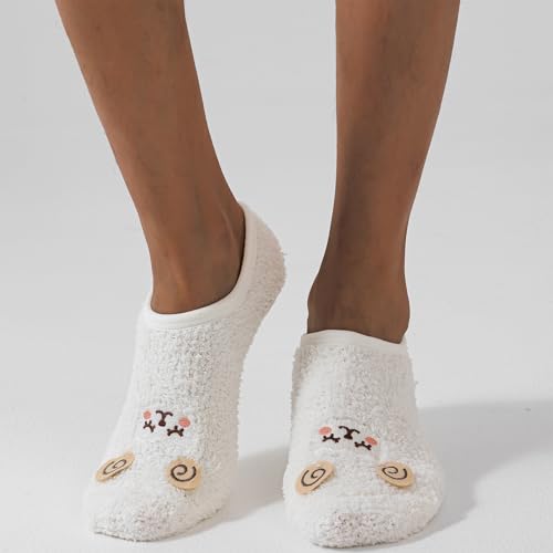 Image of 3Pairs Ankle Socks Low cut Pom Pom Fluffy Fuzzy Warm Winter Plush Slipper Socks For Women