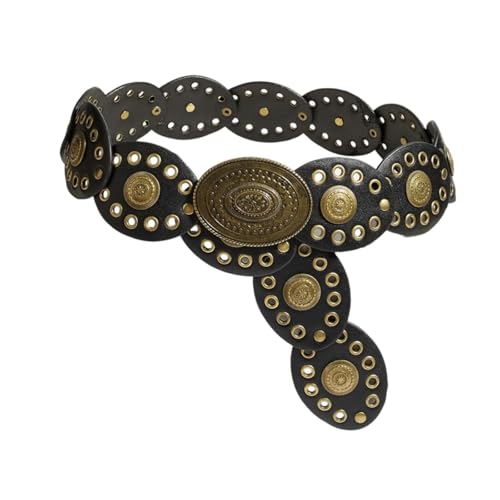 Women Waist Belt Style Boho Wide Belt for Shopping Jeans Corset Trousers Western Fashion Accessory 6cm Width Adjustable Buckle- Black