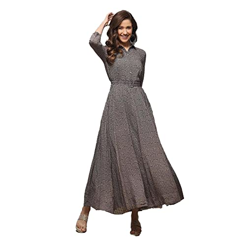 Image of BIBA Women Classic Maxi Liva Flared Printed Dress