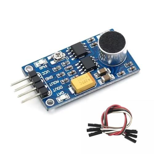 Modulo sensore sonoro ad alta sensibilità LM386 dispone di un amplificatore sonoro LM386 integrato con amplificazioni regolabili fino a 200 volte, che consente un rilevamento preciso dei segnali sonori deboli per applicazioni di controllo vocale e di monitoraggio ambientale
