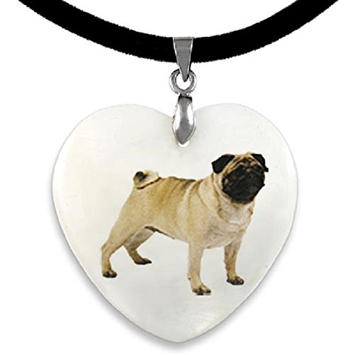 Timest - Carlino - Ciondolo a Forma di Cuore, in Madreperla PP0233