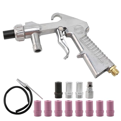 Kit De Pistola De Chorro De Arena Con Aire Comprimido, Kit De Pistola De Chorro De Arena Con Manguera De Goma De 1 M Con Boquillas De Diferentes Calibres Y Un Racor De ConexióN De Aire Para Chorro