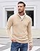 COOFANDY Men Turtleneck Knitted Sweater Quarter Button Long Sleeve Fashion Pullover Light Khaki