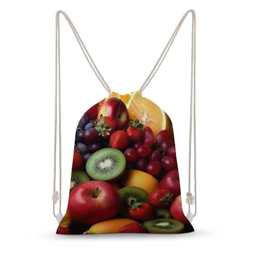 Fresh Fruits And Vegetables Drawstring Backpack Gym Bag Lightweight Sackpack Gift for Hiking Travel Beach Shopping