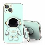 Didan Funda para Samsung Galaxy A73 5G astronauta, con función atril, para mujeres y hombres y niñas, delgada, suave chapado en 3D, soporte plegable flexible de TPU a prueba de golpes, color verde