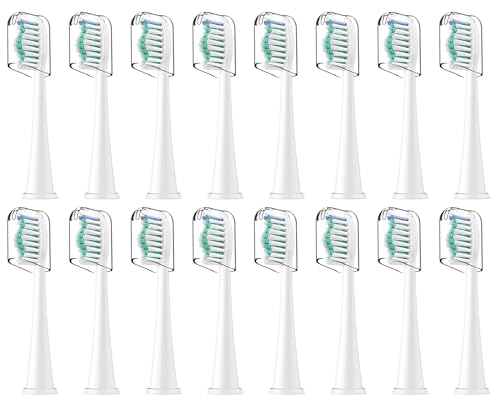 Rebeool 16 Stück Ersatzbürsten Kompatibel mit Philips Sonicare, Zahnbürstenaufsatz für Protective 4500, 5100, 3100,4300, Diamond 9000, 9400 Aufsteckbürste für täglich präzise Zahnreinigung, Weiß 1