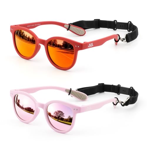 Image of Toddler Kids Sunglasses for Boys Girls Age 2-12 Polarized UV400 with Strap