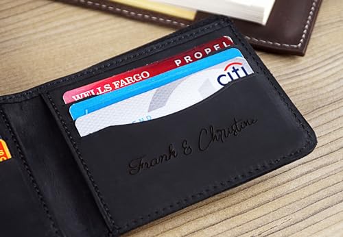 Valentine's Gift Personalized Leather Wallet For Men Custom Slim Wallet Customized Bifold Wallets For Men Engraved Genuine Leather Custom Father's Day Wallet Gift Anniversary Gift For Him2