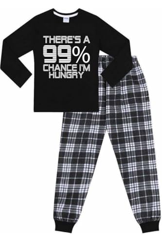 ThePyjamaFactory - ThePyjamaFactory There's a 99% Chance I'm Hungry Cotton Woven Long Pyjamas (13 Years) Black - -20%