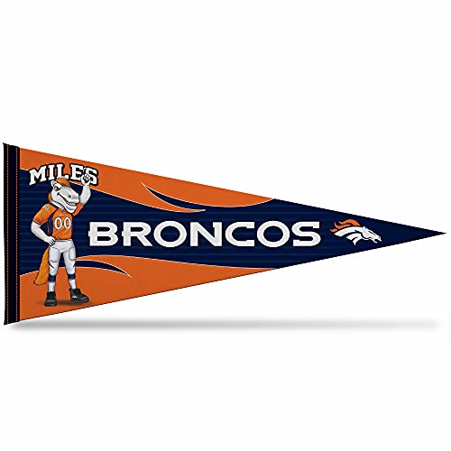 Rico Industries NFL Football Denver Broncos "Miles" 12" x 30" Felt Wall Décor Pennant - Great for Home/Bed Room/Man Cave Décor