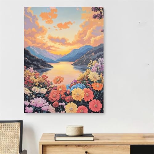 Peinture par Numéro Adulte Grand Format Toile Anti-Stress Fleurs