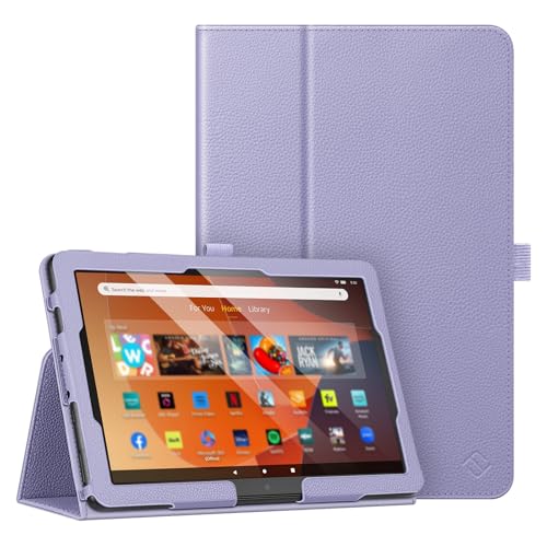 Fintie Folio Case for All-New Amazon Fire HD 10 and 10 Plus Tablet (13th/11th Generation, 2023/2021 Release) - Slim Fit Standing Cover with Auto Sleep/Wake, Lilac Purple