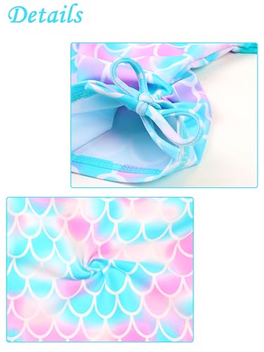Image of BAOHULU Girls Two Piece Swimsuits Rash Guard Ruffle Bikini Skirt Short Sleeves Beach Dress Swimwear UPF 50+ 3-12Y