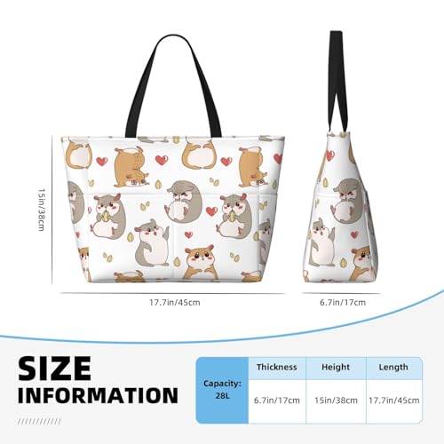 Love Cartoon Cute Hamster Large Beach Bag Waterproof Sandproof Swim Tote Pool Bag For Women With Zipper3
