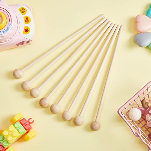 20 Pieces Wood Mallets Percussion Glockenspiel Xylophone Mallets Sticks Wood Small Musical Drumsticks Chime Round Head Hammer Wooden Drum And Percussion Mallets For Kids, 8.2 Inch Long #TOP3