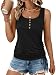 AUTOMET Tank Tops for Women 2026 Summer Sleeveless Loose Fit Casual Flowy U Neck Spring T Shirts Trendy Button Drawstring Basic Tee Black M