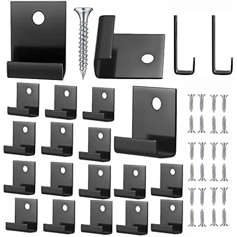 Kigniote 28 Stk Versteckte Starter Befestigung Board Clip mit selbstschneidenden Schrauben, WPC Befestigungsclips Anfangclip Endklammer aus Edelstahl, für DIY, Holzbearbeitung und Hardware (Schwarz) Cover