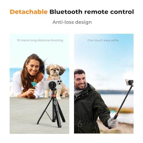Image of K&F CONCEPT 63'' Magnetic Selfie Stick Tripod | Lightweight, Wireless Remote, Compatible with iPhone 17 Pro Max /16 /15 /14 /13 /12 Series and All Phones, MS19
