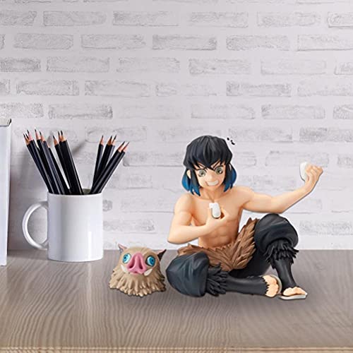 Bzx-Ge Demon Slayer Figure: Kamado Tanjirou/Hashibira Inosuke/Agatsuma Zenitsu Action Figure Toy Anime Model Statue For Fans 5.5 In (Hashibira Inosuke) #TOP4