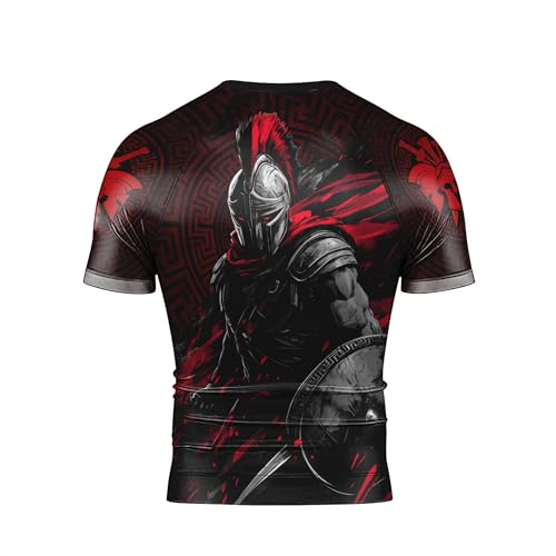 Spartan Guardian Men's Rash Guard Short Sleeve BJJ Rashguard for Men Jiu Jitsu Rash Guard Tight Compression Shirt3