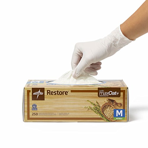 image for Medline Restore Nitrile Exam Gloves, 250 Count, Small, Powder Free, Di