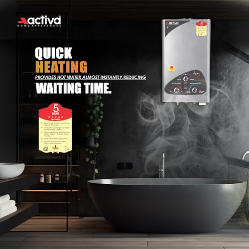 Image of ACTIVA Instant Gas Water Geyser, 6 Ltr Tank, Low Pressure Gas Geyser, ISI Marked Cooper Element, 5 Star Rated, Auto Cutt off,Anti Rust Coating to save...