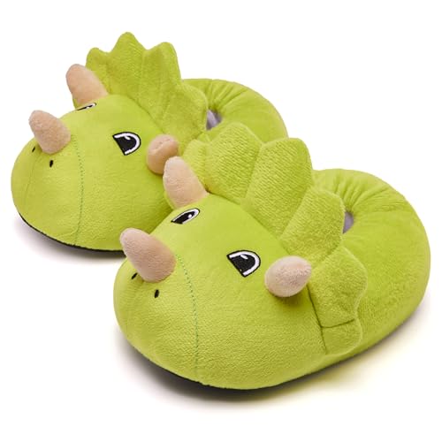 Guyarns Unisex Toddler Slippers Girls Boys Christmas Slippers Little Big Kids Plush Warm House Shoes Bedroom Cute & Cozy Indoor Shoes(Dinosaur 36/37)