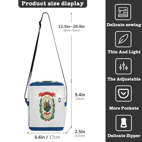 West Virginia State Flag Wv messenger bag for women mens crossbody bag small crossbody purse Adjustable Strap for outdoor sports business3