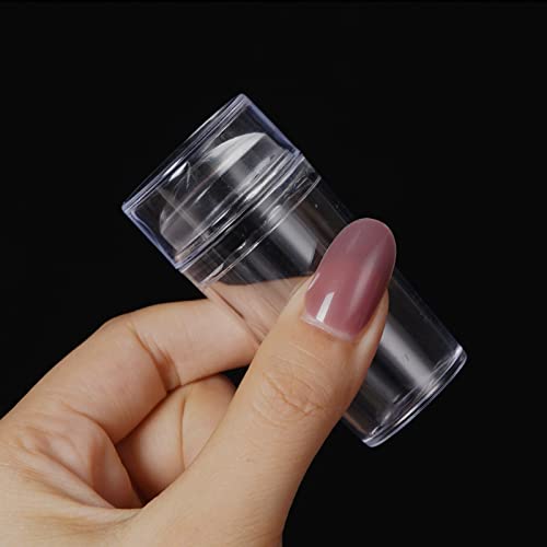 2PCS Nail Art Stamper Tools Cabeza de silicona de cristal de sello transparente con raspador, herramienta de impresión de manicura DIY Accesorios para decoración de uñas Cover