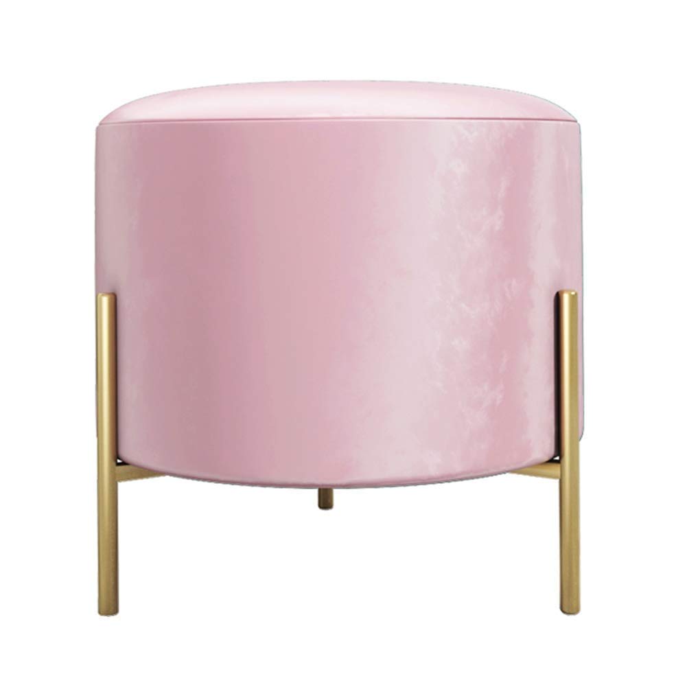Tabouret de dressing en fer forgé rose : l'élégance d'un pouf rond haut de gamme