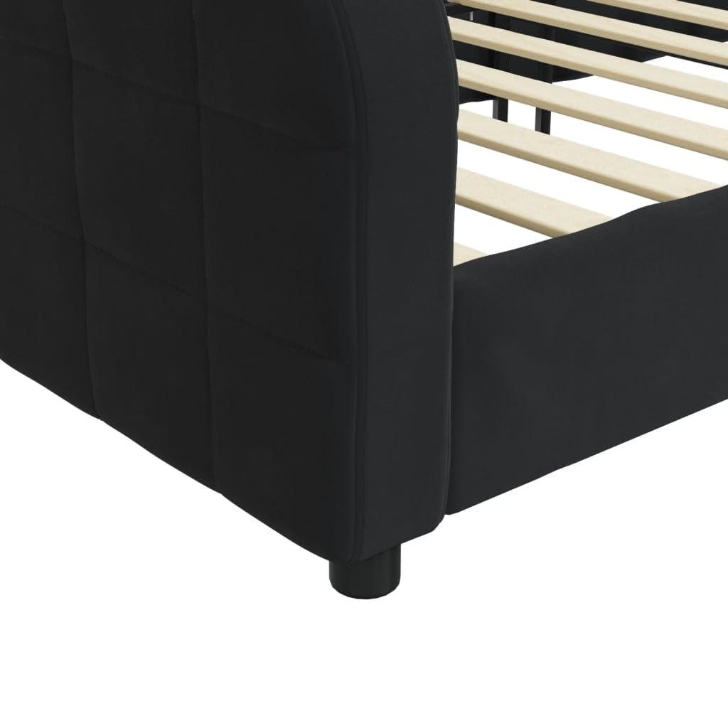 Velluto Trasformabile 2 in 1 Divano Letto Singolo Nero