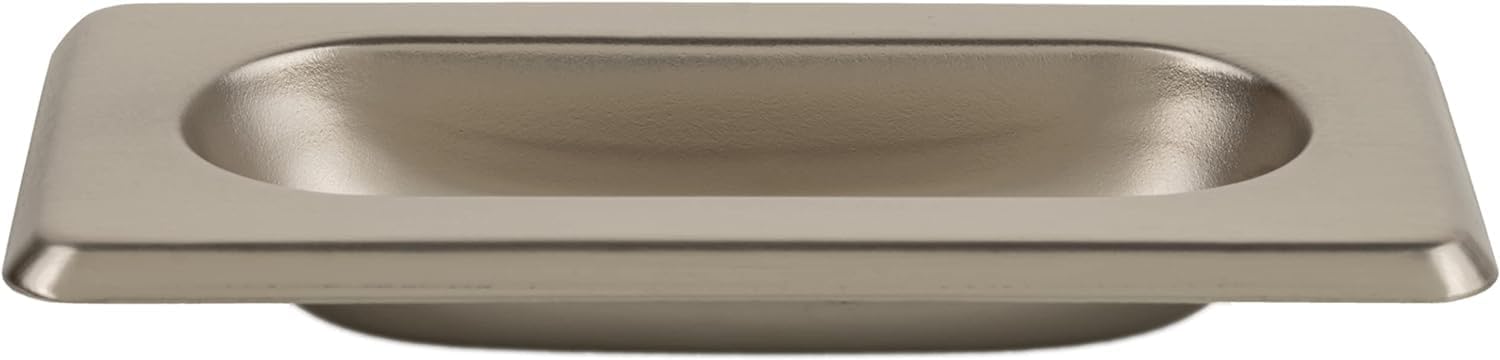 UNIQANTIQ HARDWARE SUPPLY Brushed Nickel Recessed Sash Window Lift with Beveled Edge - 3-1/8" x 1-5/8" - Pack of 10 - Stamped Brass Pull for Vertical Sliding Sash Windows - UA-823-PBN (10)
