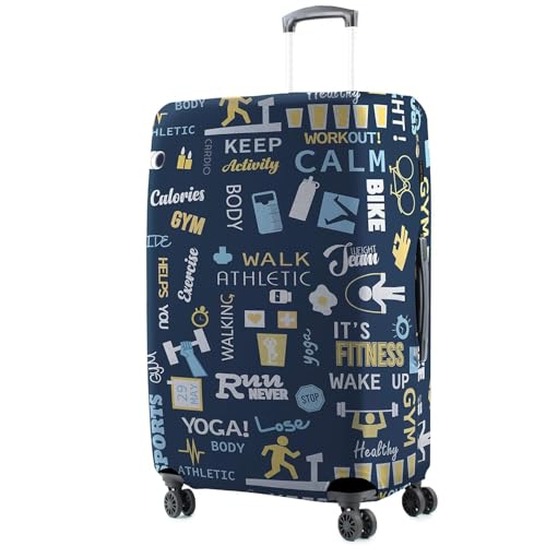 Navy Blue Polyester Fabric Small Protective Luggage Cover | Small Protective Luggage Cover Without Suitcase (Small)